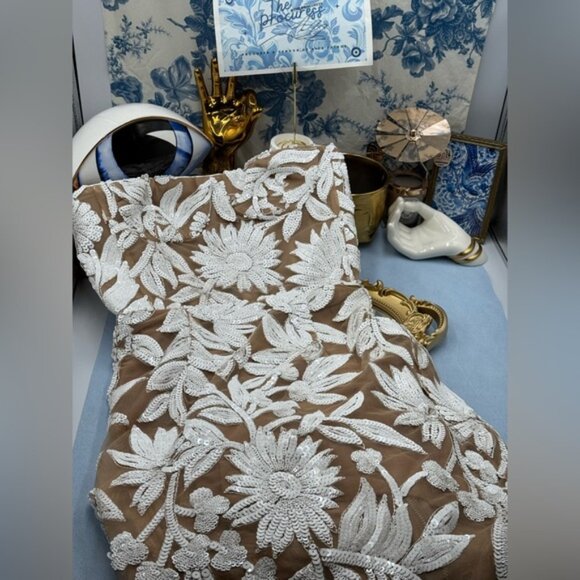 🆕 BRONX & BANCO 🧿 NWOT Dahlia Gown, White Sequin Floral Gown - Sz XS US 2 - Picture 11 of 14